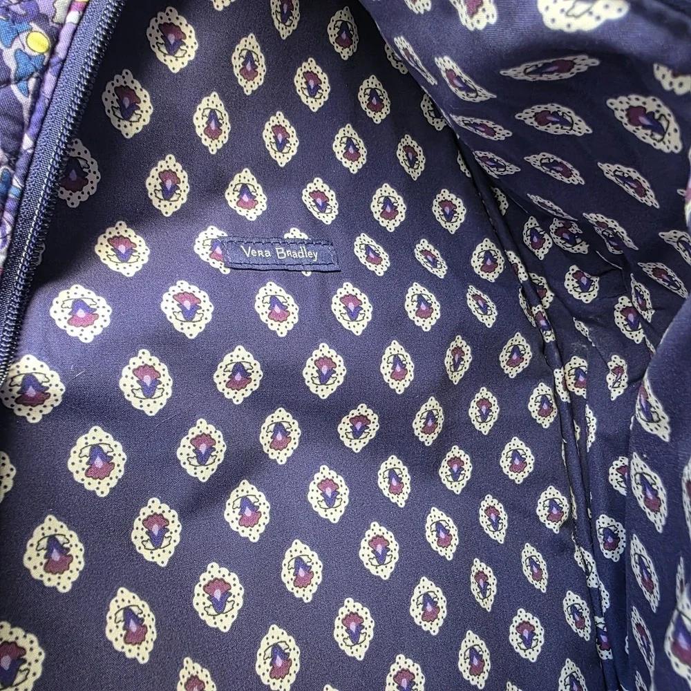 NWOT Vera Bradley Plaid Sling Backpack Purple Plum Paisley Adjustable Strap
